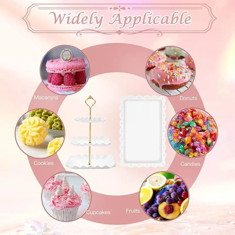 Dessert Table Display Set Cupcake Stand FOR Chocolate Candy Cake Fruit Cookie Tray For Wedding Birthday Baby Shower Tea Party