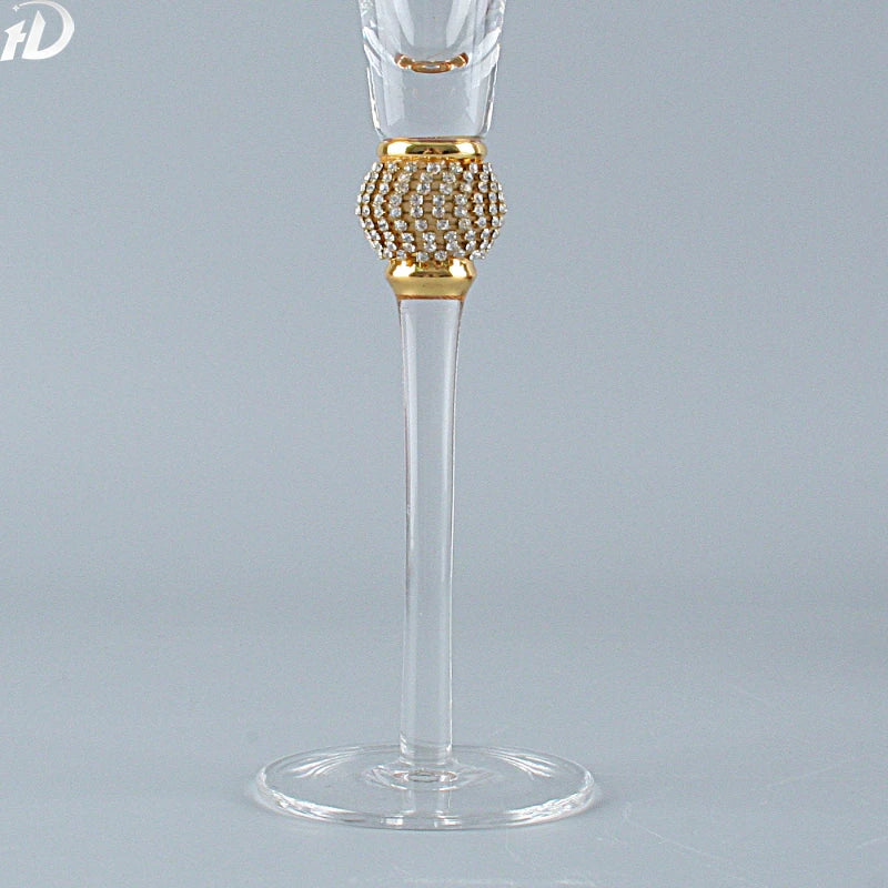 Creative Leadless Wedding Crystal Cocktail Cup, Champagne Glass, Red Wine Cup, Gold Rim, Enamel Color Goblet, Gift