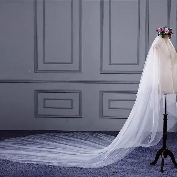 Wholesale Long Wedding Veil 3 Meter Bridal Veil Cathedral with Comb Two Layer Cut Edge Bride Veils Complementos De Boda