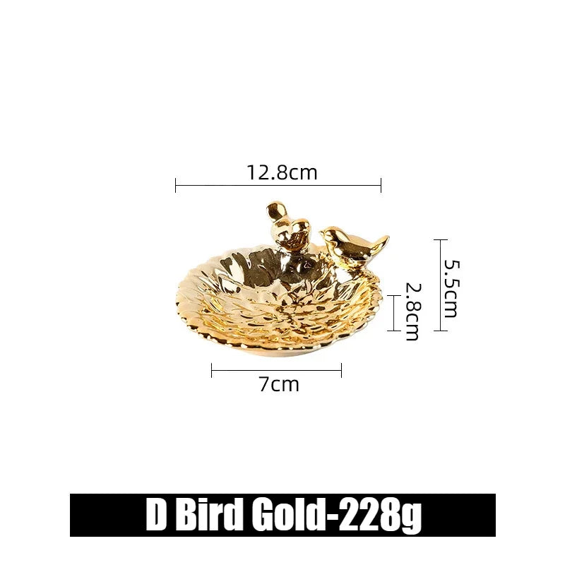 Cute Bird Tray Ceramic Jewelry Storage Trays Creative Shelf Dim Sum Dessert Plate Home Decor Tea Table Desktop Decoration Bowl