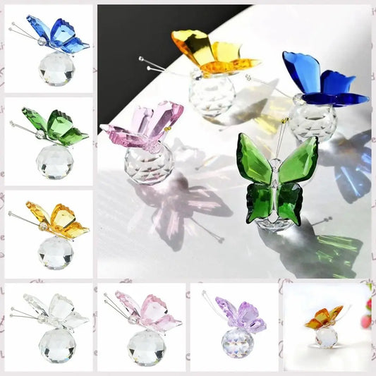 European Style White Crystal Crystal Butterfly Vivid Cute Miniature Figurines Handmade Glass Art Crystal Crafts Home Decoration