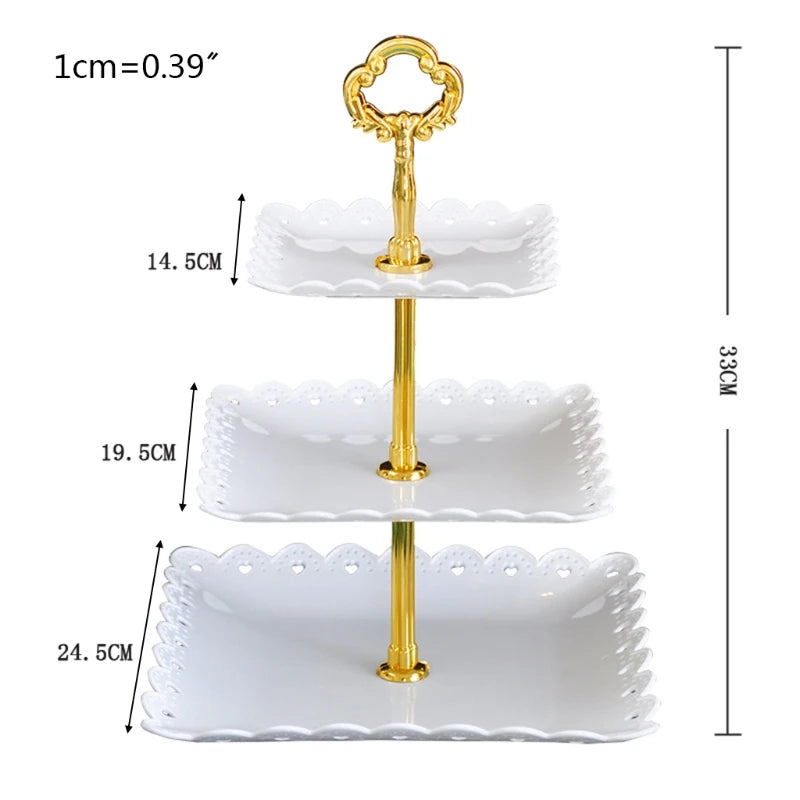European Three-layer Cake Stand Wedding Party Dessert Table Candy Fruit Plate Cake Self-help Display Home Table Decoration Trays