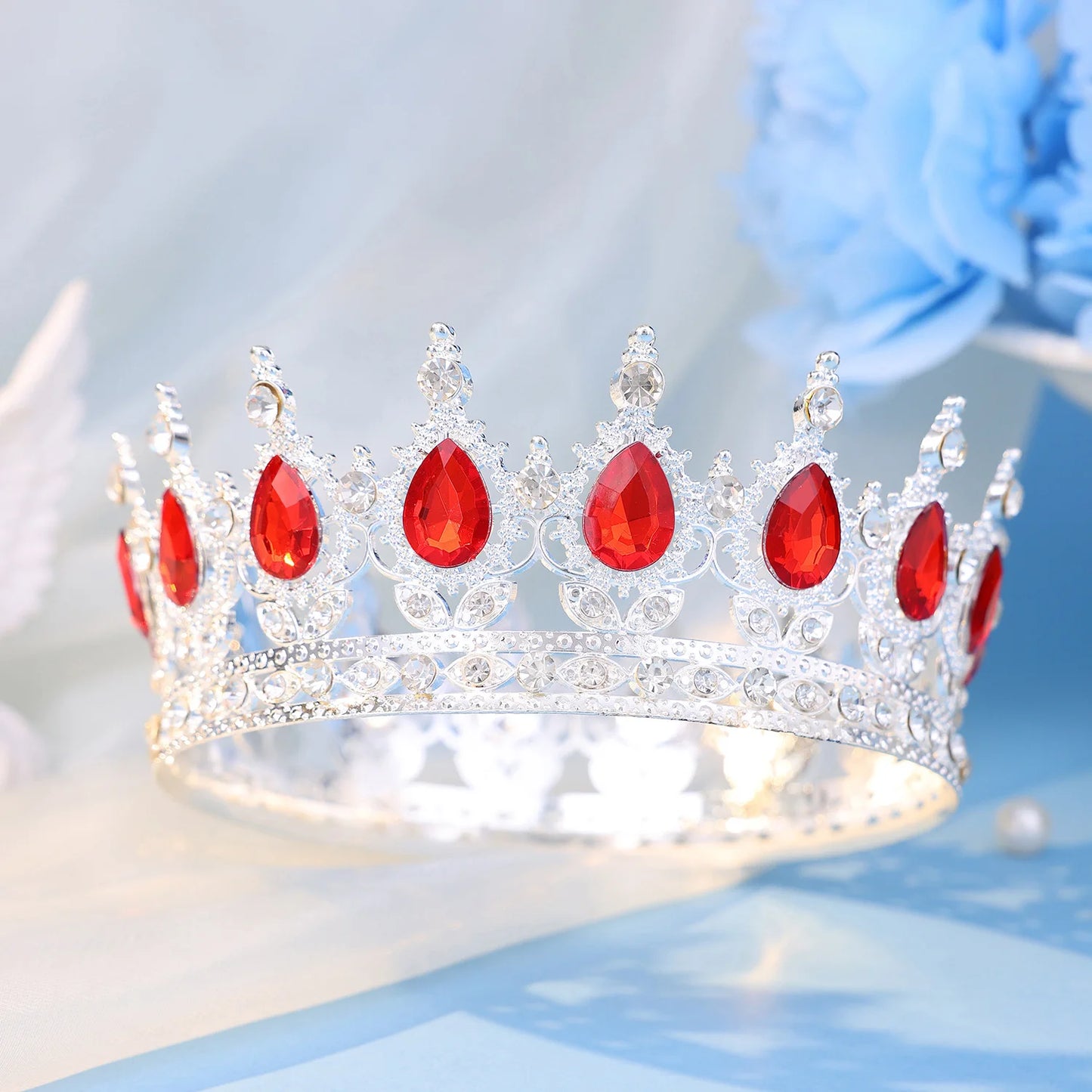 Fashion Crystal Rhinestone Round Tiaras And Crowns For Bride Women Queen Princess Diadems Girls Wedding Hair Accessories
