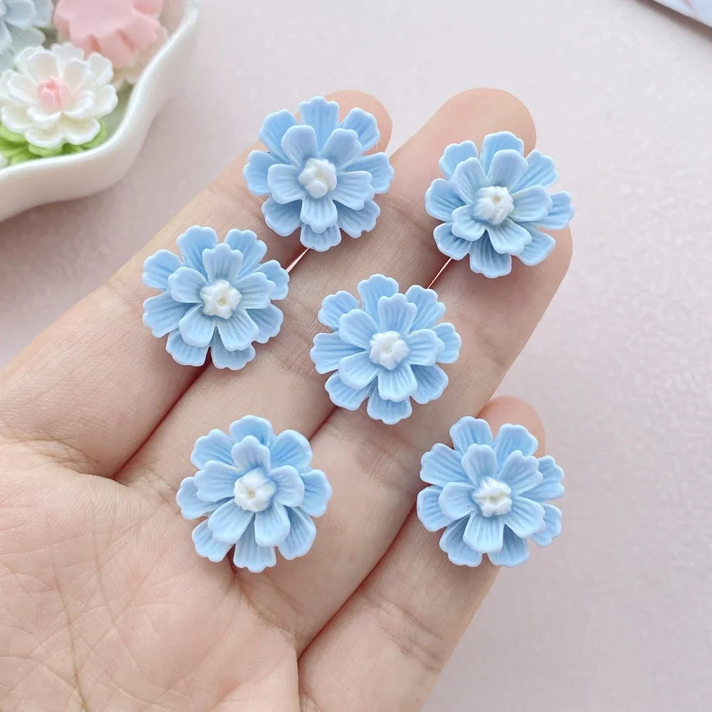 10pcs Resin 17mm Mini Cute Flower Flatback Rhinestone Scrapbook Ornaments DIY Wedding Appliques Craft