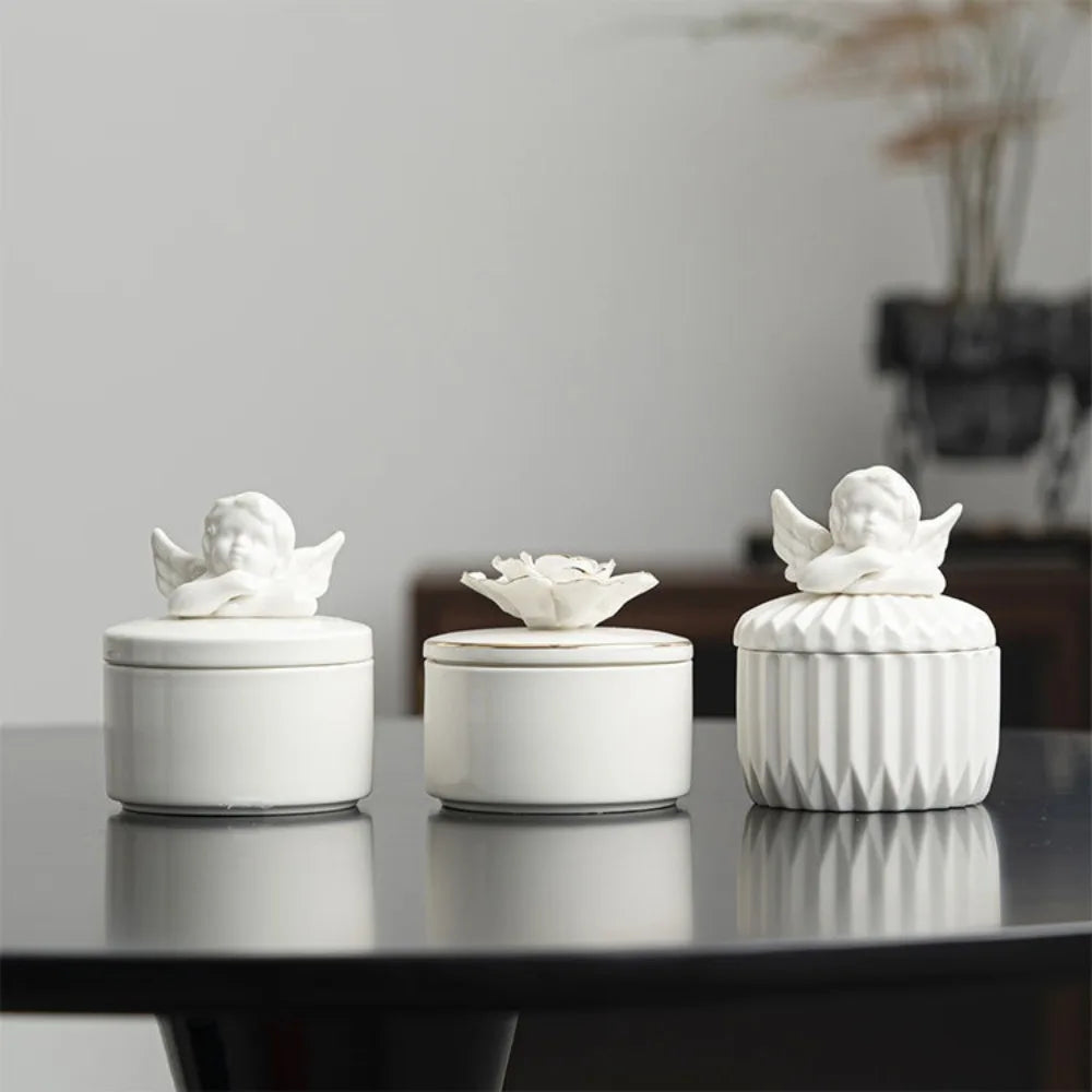Handmade Gardenia Fragrance Nordic Angel Fresh Aromatherapy Ceramic Candle Cup Home Interior Decor Ornament  Crafts Deodorize