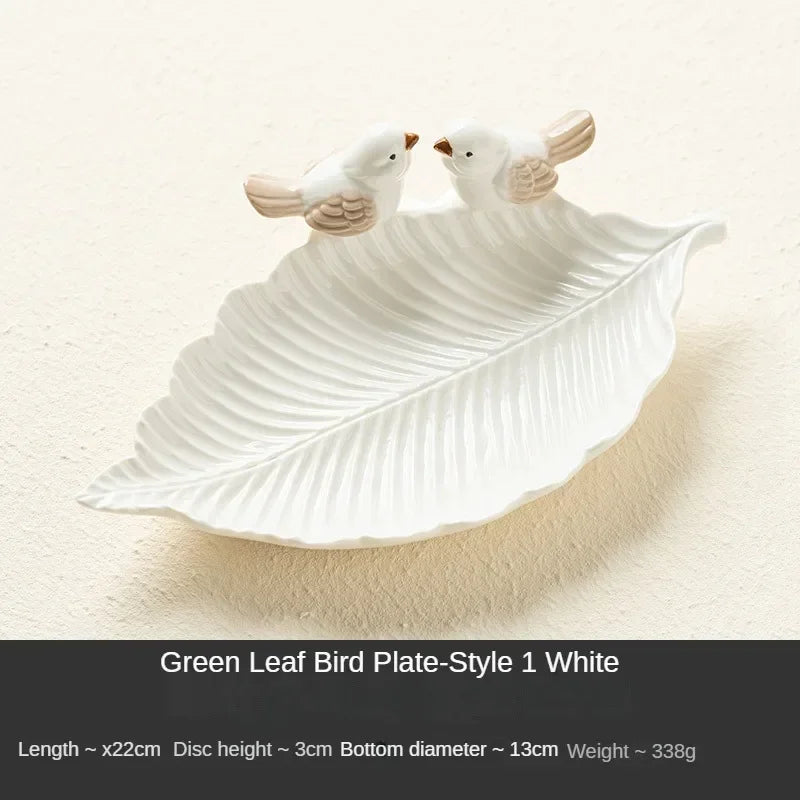 Cute Bird Tray Ceramic Jewelry Storage Trays Creative Shelf Dim Sum Dessert Plate Home Decor Tea Table Desktop Decoration Bowl