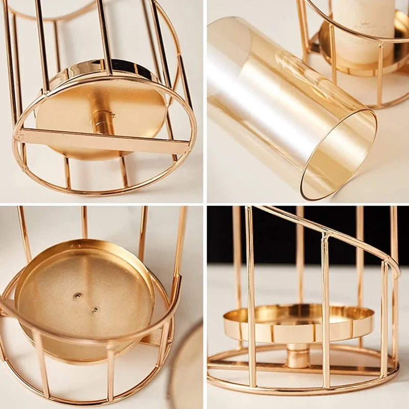 Elegant Gold Metal Candle Holders