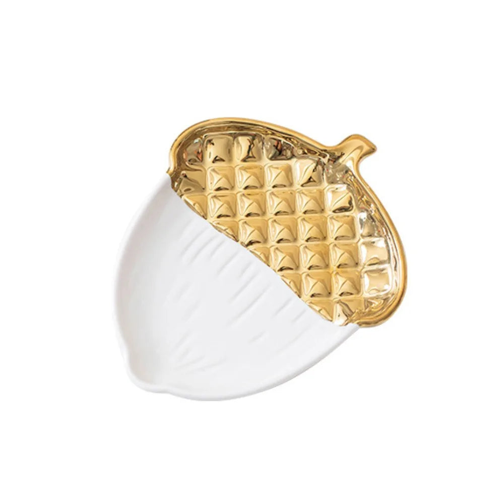 Desktop Ornament Ceramic Pine Cone Shaped Tray Exquisite Creative Fruit Tray Portable Multi-Function Jewelry Display Plate Food