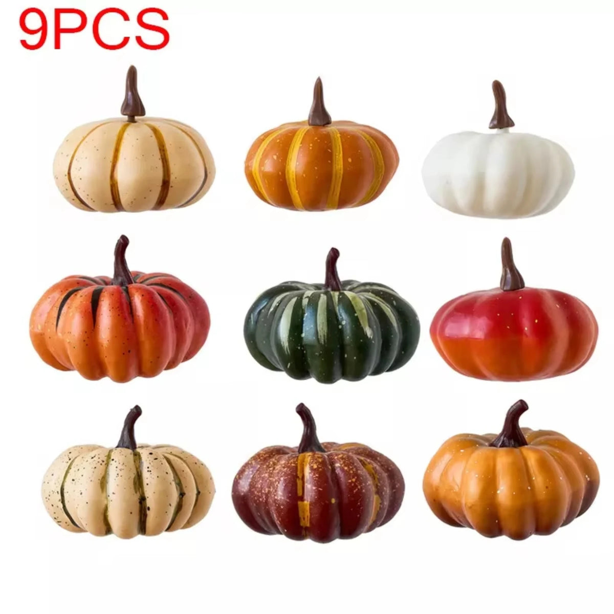Autumn Mini Pumpkin Decor Set – 9 Pieces