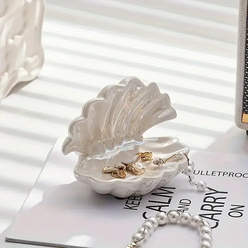 Creative Mini Ceramic Shell Jewelry Storage Tray Jewelry Necklace Display Desktop Jewelry Birthday Gift for Friends