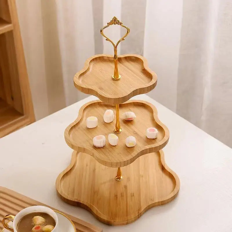 Wooden Cake Tray 2/3rd Floor Dessert Tray Stand Dining Room Dessert Cookie Candy Buffet Stand Holiday Party Decorations