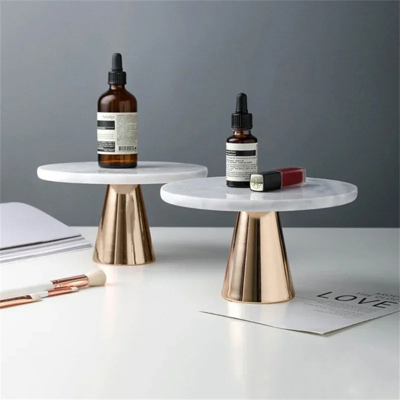 Round Marble Aromatherapy Ornament Cosmetics Storage Tray INS Cake Desserts Pizza Holder Wedding Party Hotel Organizer Plate