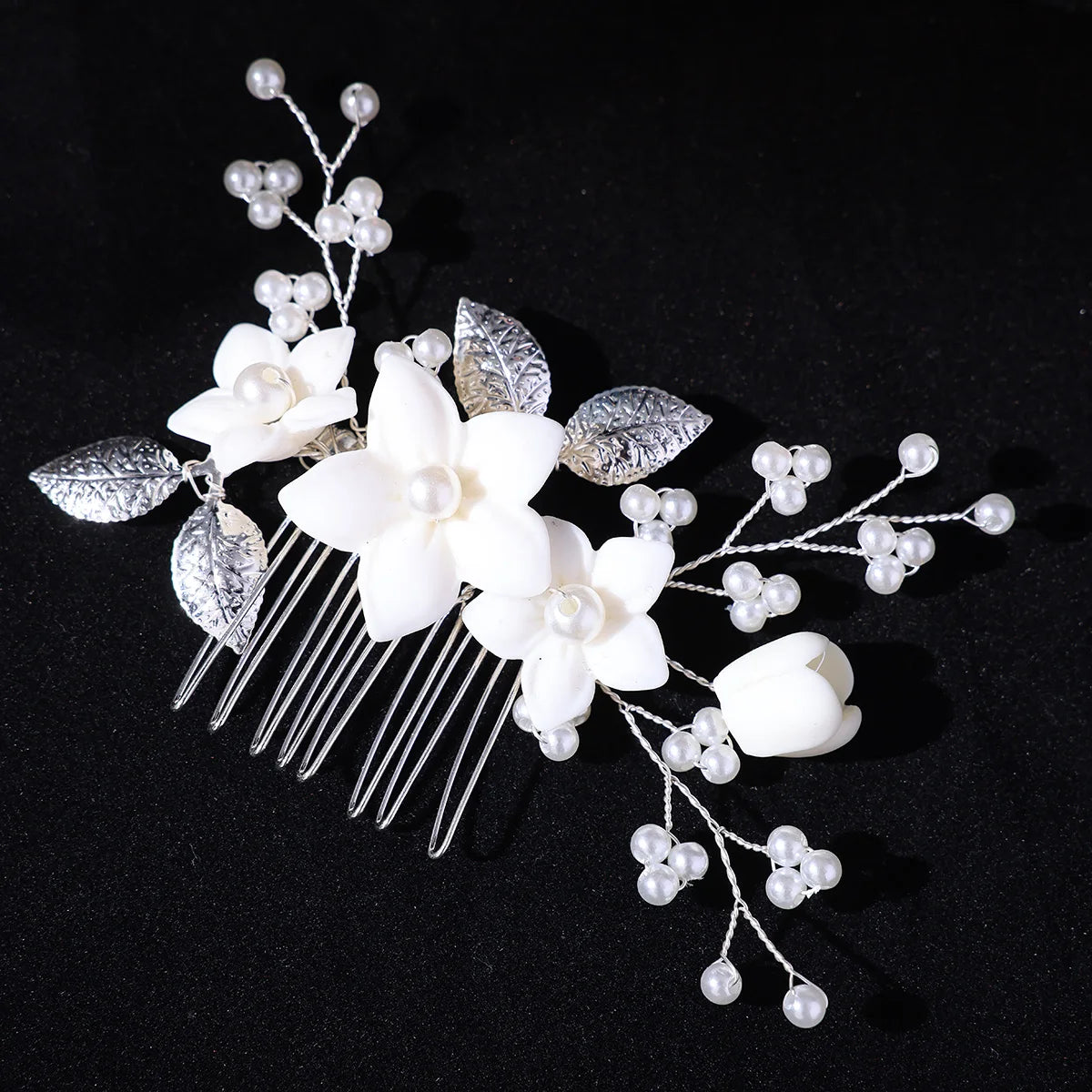 3Pcs Handmade Pearls Hair Combs Flowers Hairpins Clips Wedding Hair Accessories For Women Bride Headbands