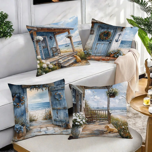 Ocean Theme Polyester PillowcaseSuitable for sofa car bedroom decorative cushion cover pillow cover