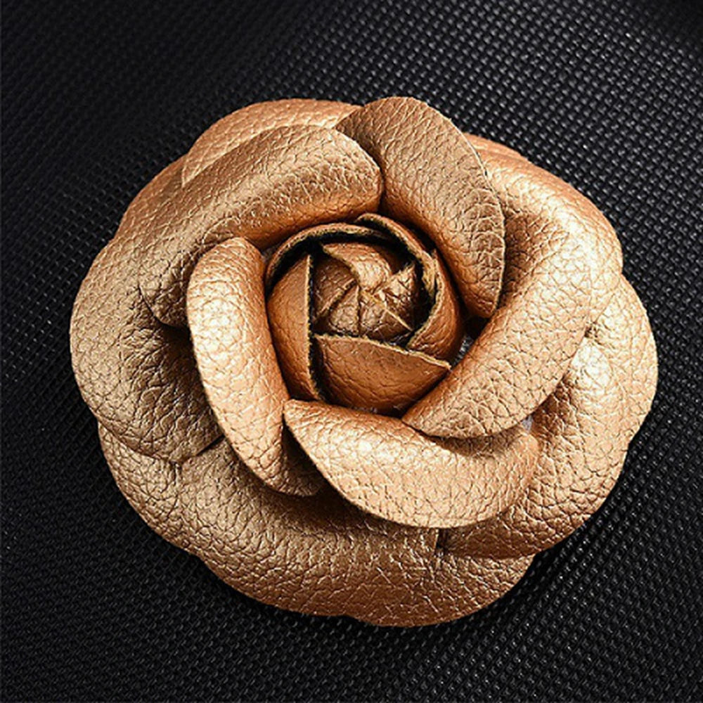 Pin Lapel Sewing Fabric Brooch Jewelry PU Leather Camellia Flower DIY Craft Supplies Corsage