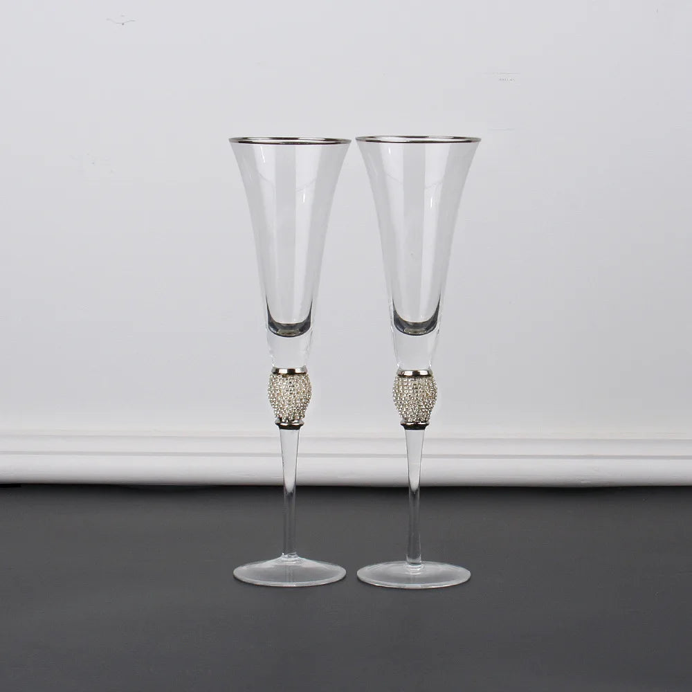 Creative Leadless Wedding Crystal Cocktail Cup, Champagne Glass, Red Wine Cup, Gold Rim, Enamel Color Goblet, Gift