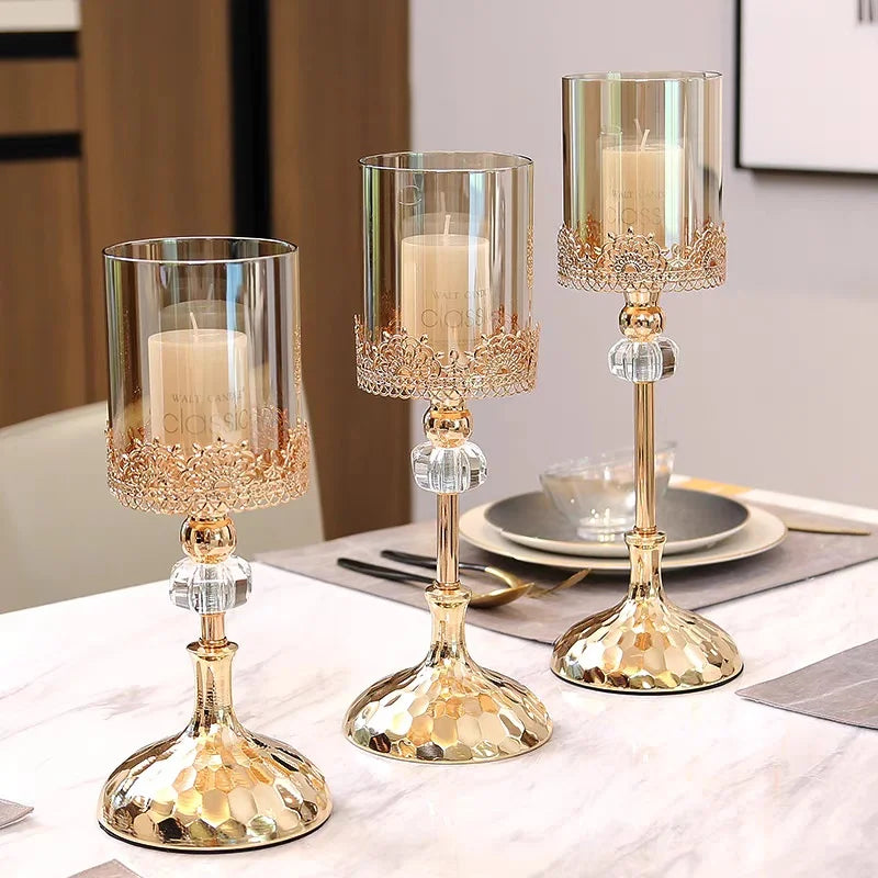Elegant Gold Crystal Candle Holders