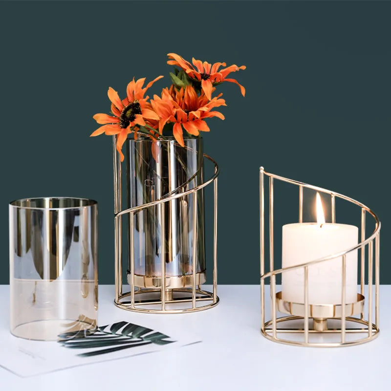 Elegant Gold Metal Candle Holders