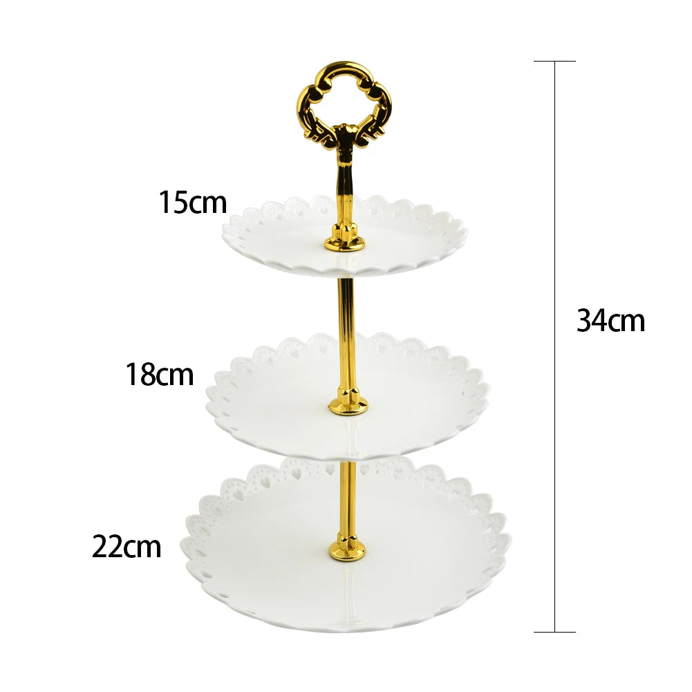 1Pcs 3 Layer ABS Plastic White/black Cake Stand Fruit Small Size Plate Tray Display Birthday Party Dessert Wedding