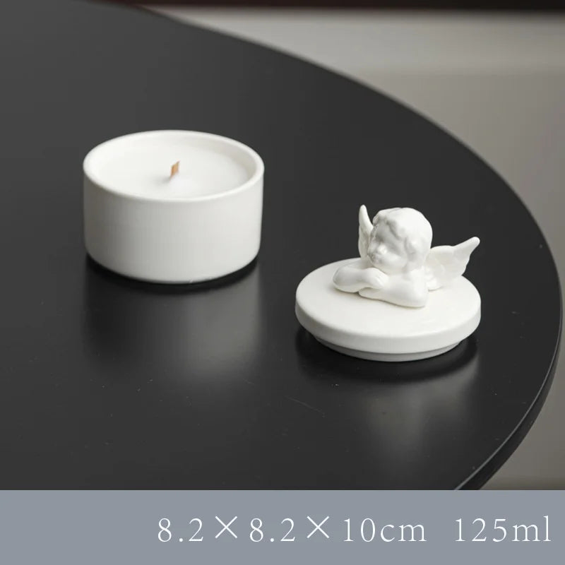 Handmade Gardenia Fragrance Nordic Angel Fresh Aromatherapy Ceramic Candle Cup Home Interior Decor Ornament  Crafts Deodorize