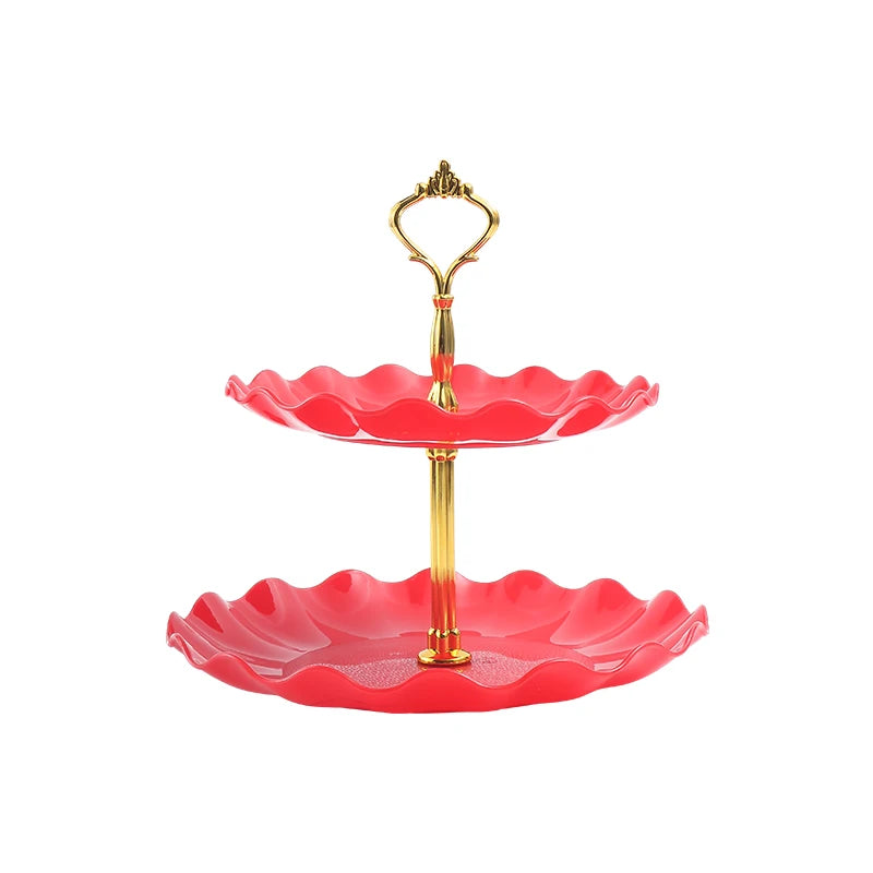 Double layer cake candy stand round wedding party fruit plate display home decoration tray table exquisite