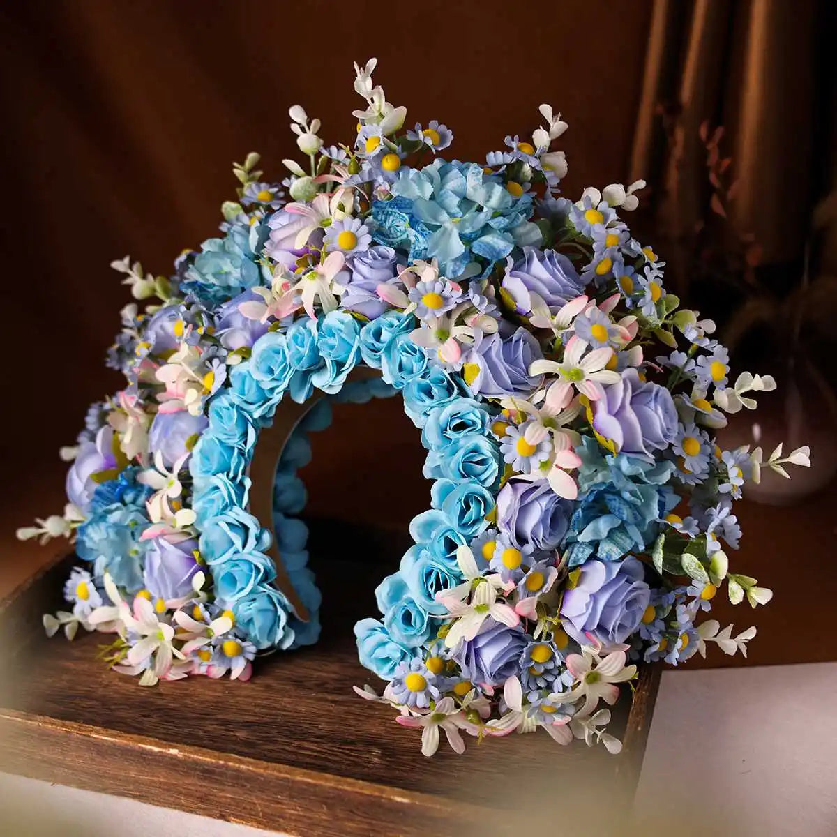 Women Girl Hair Accessories Headband Festival Big Flower Crown Wreath Decoration For The Hair Wedding Party Bride Headwear ﻿