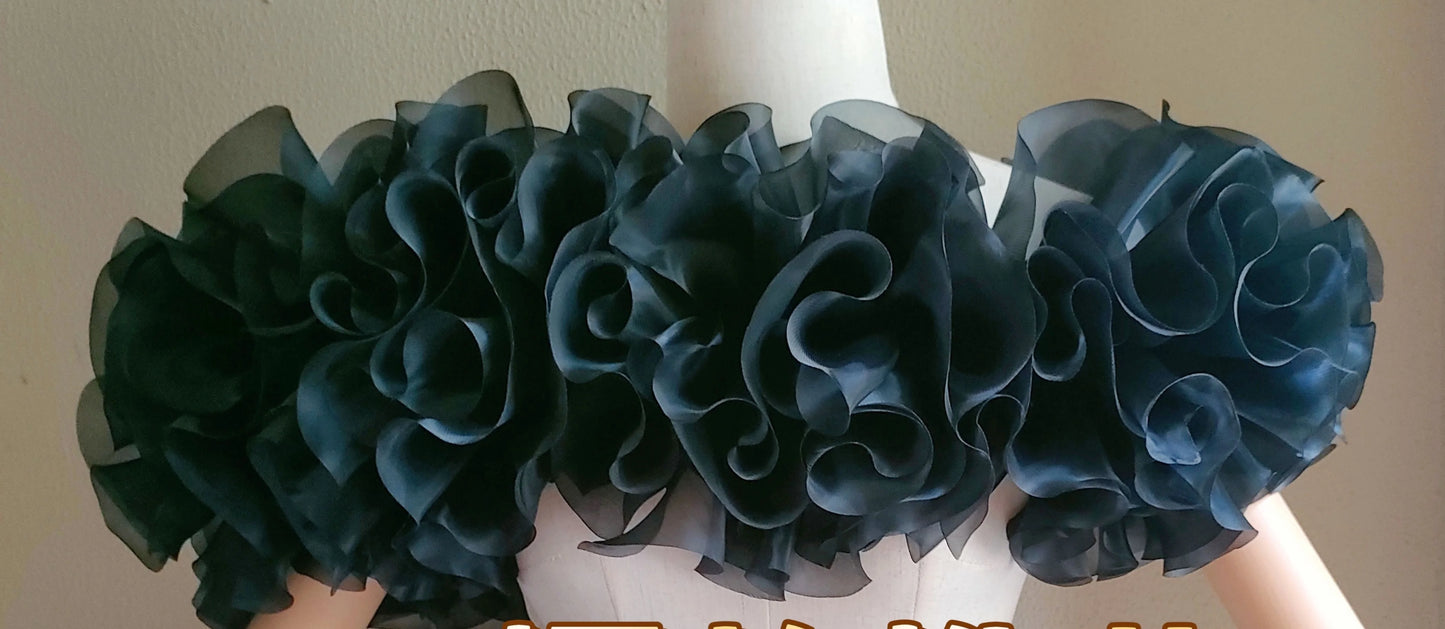 New prom evening performance dress ruffle exaggerate black wrist shoulder wrap shawl