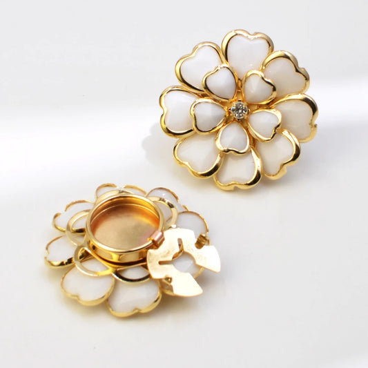 2pcs Korean Style Camellia Enamel Button Cover Cufflinks for woman Men Shirt  Alloy High-end Accessories