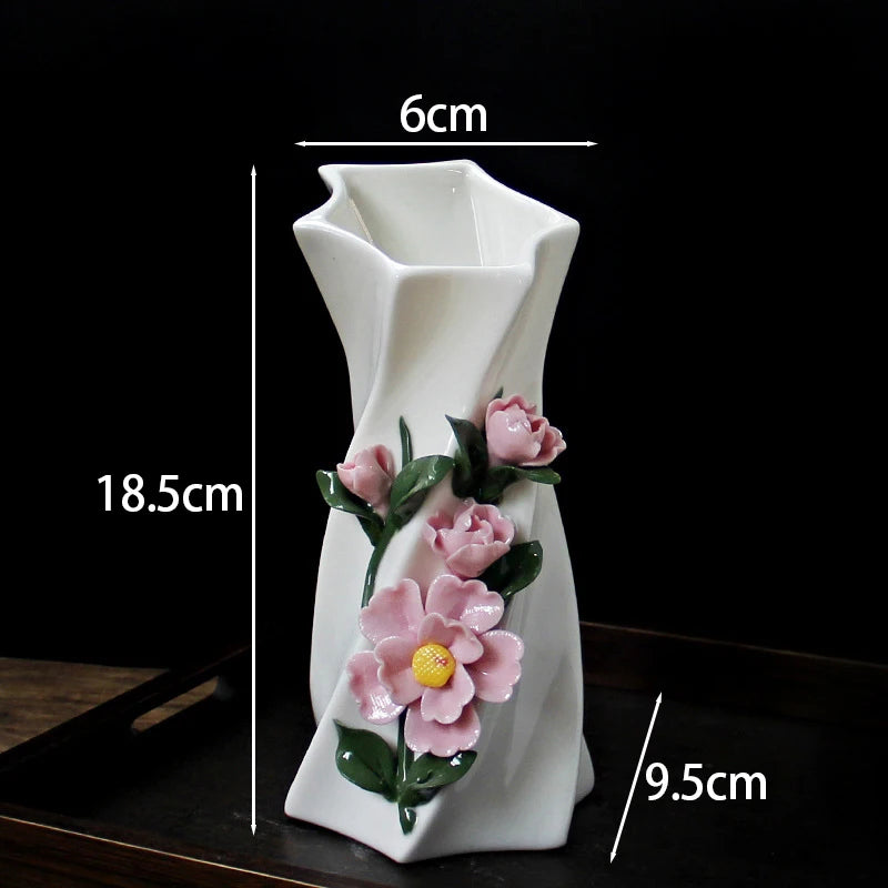 Hand-painted Vase Ornaments Ceramic Mini Flower Inserted Dry Flower Fragrance Bottle Home Desktop Decoration Crafts