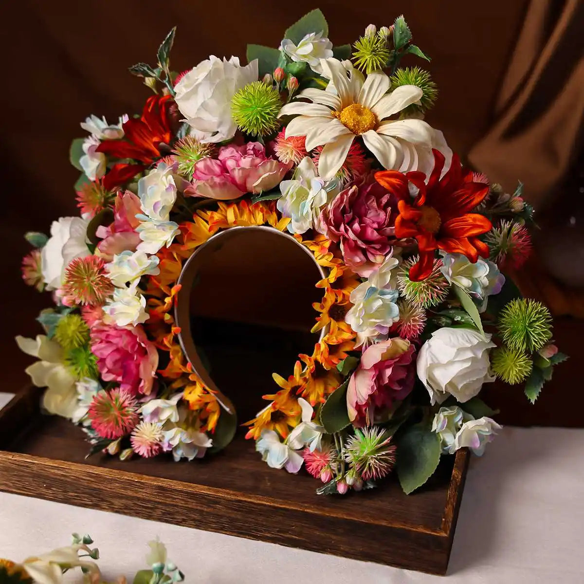 Women Girl Hair Accessories Headband Festival Big Flower Crown Wreath Decoration For The Hair Wedding Party Bride Headwear ﻿
