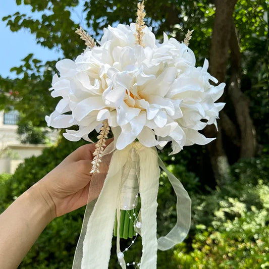 1PC Wedding Bride Bouquet Bohemian Bouquet Artificial Wheat and Lotus Seed Decorative Tossing Bouquet for Wedding Valentine Day
