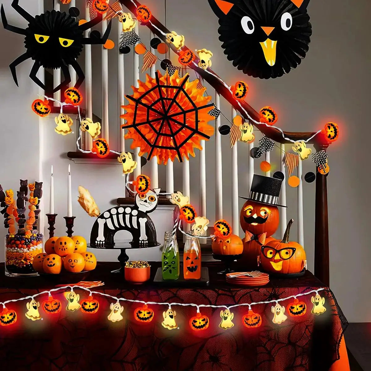 Halloween Pumpkin & Ghost LED String Lights