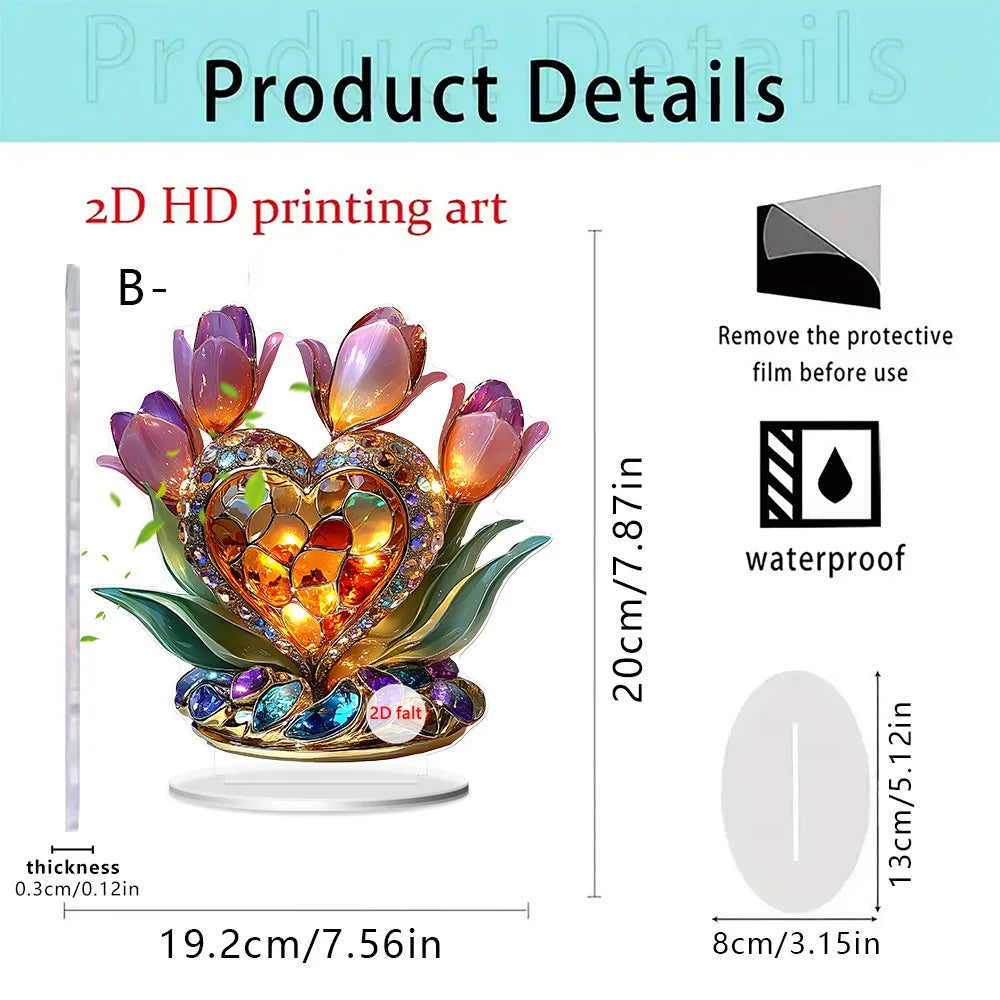 Crystal Rose Flower Figurine Glass Princess Style Dreamy Rose Flower Ornament Gift For Lady Home Table Wedding Decor