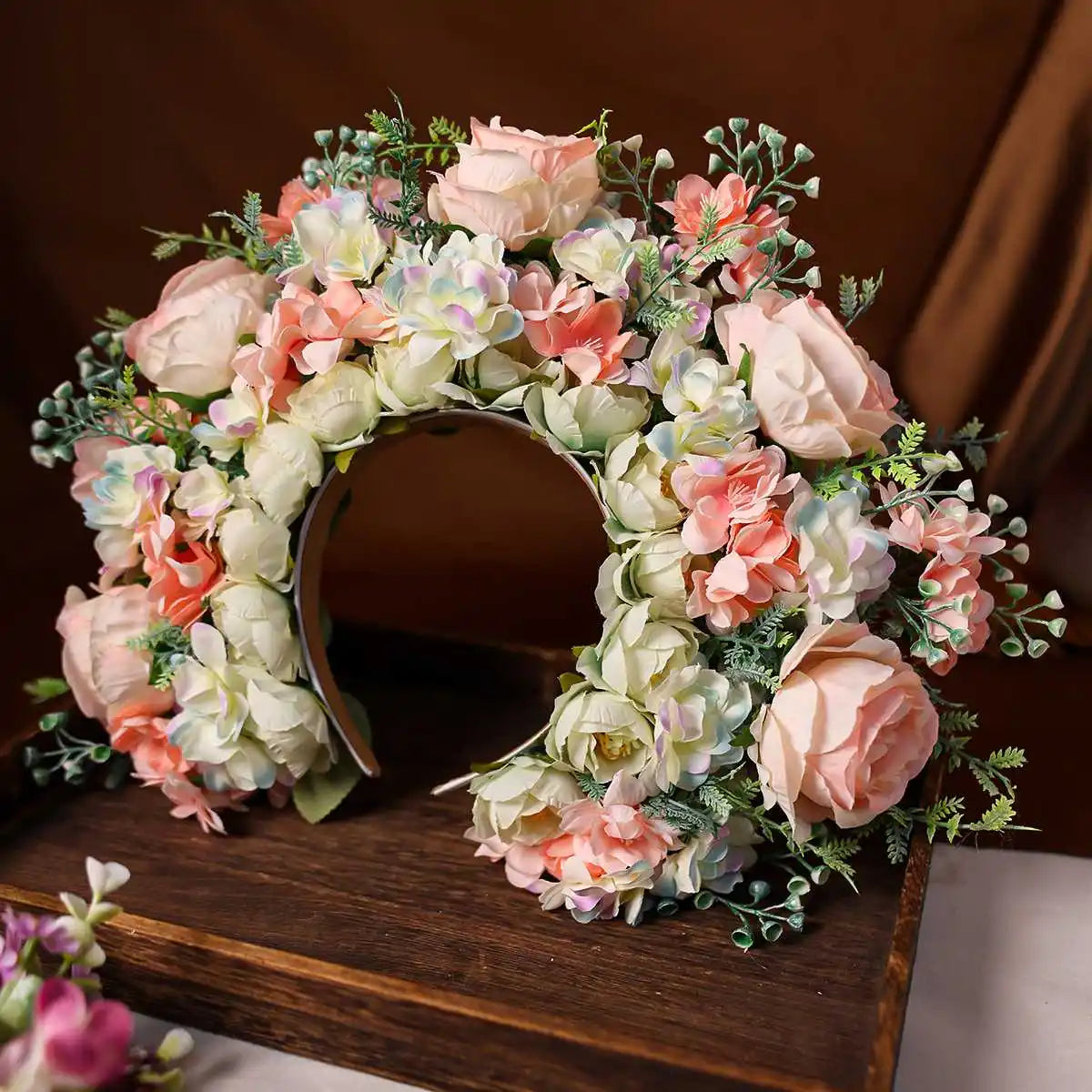 Women Girl Hair Accessories Headband Festival Big Flower Crown Wreath Decoration For The Hair Wedding Party Bride Headwear ﻿