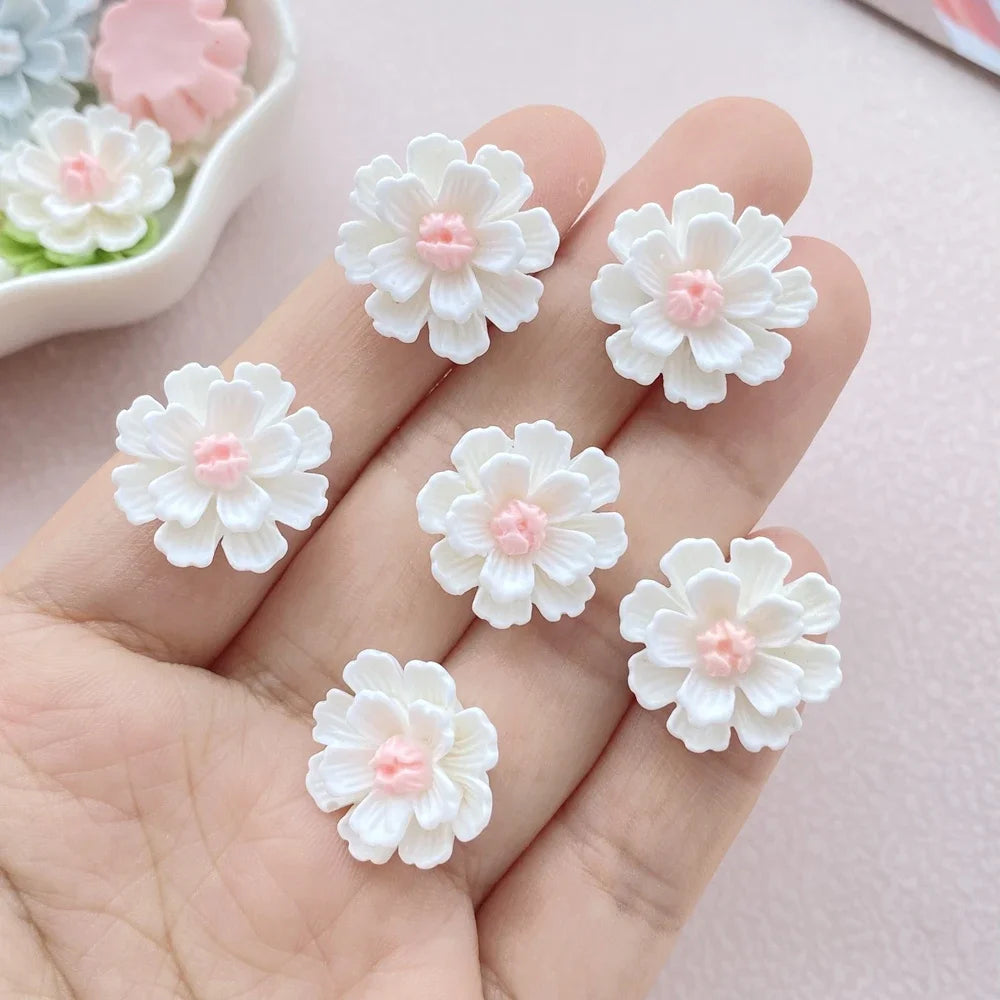 10pcs Resin 17mm Mini Cute Flower Flatback Rhinestone Scrapbook Ornaments DIY Wedding Appliques Craft