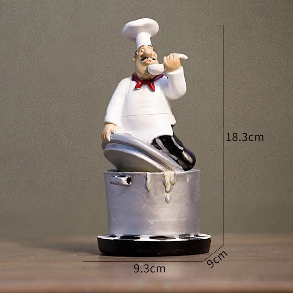 French Decorative Chef Figurine Ornaments - 3D Resin Home Decoration for Gourmet Kitchen Decorations & Collectible Housewarming