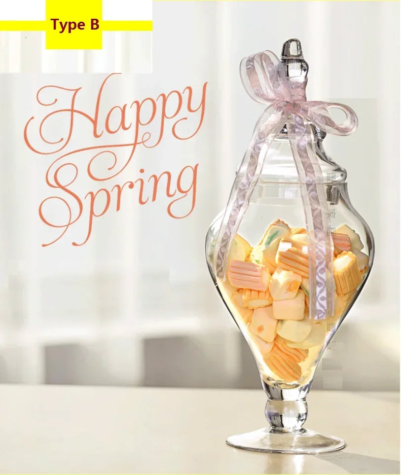 Crystal Wedding Decor Transparent Glass Crafts Three Styles Candy Jars Grain Storage Bottle