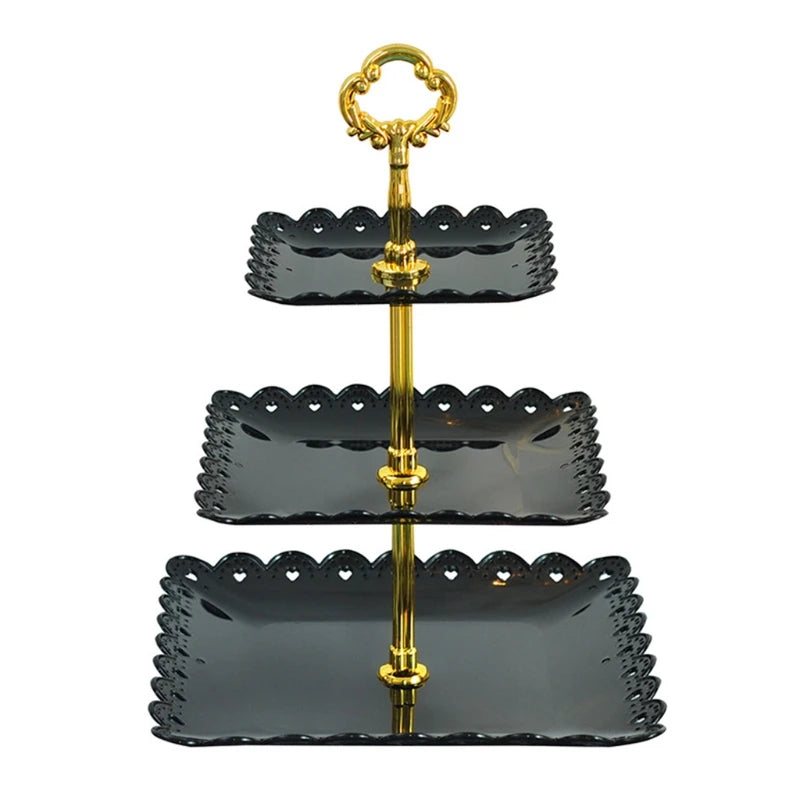 European Three-layer Cake Stand Wedding Party Dessert Table Candy Fruit Plate Cake Self-help Display Home Table Decoration Trays