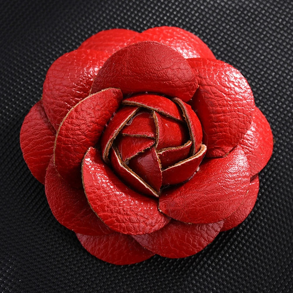 Pin Lapel Sewing Fabric Brooch Jewelry PU Leather Camellia Flower DIY Craft Supplies Corsage