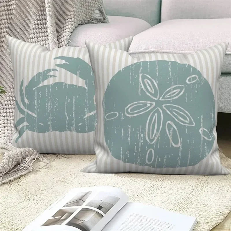 Ocean Animals Anchor Ship Decorative Pillowcase Sofa Cushion Cover Throw Pillow Case Home Bedroom Car Decor 40x40 45x45 50x50cm