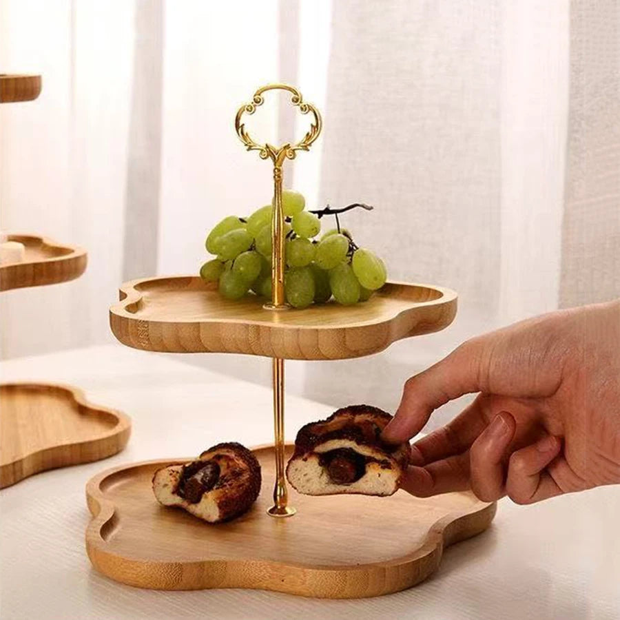 Wooden Cake Tray 2/3rd Floor Dessert Tray Stand Dining Room Dessert Cookie Candy Buffet Stand Holiday Party Decorations