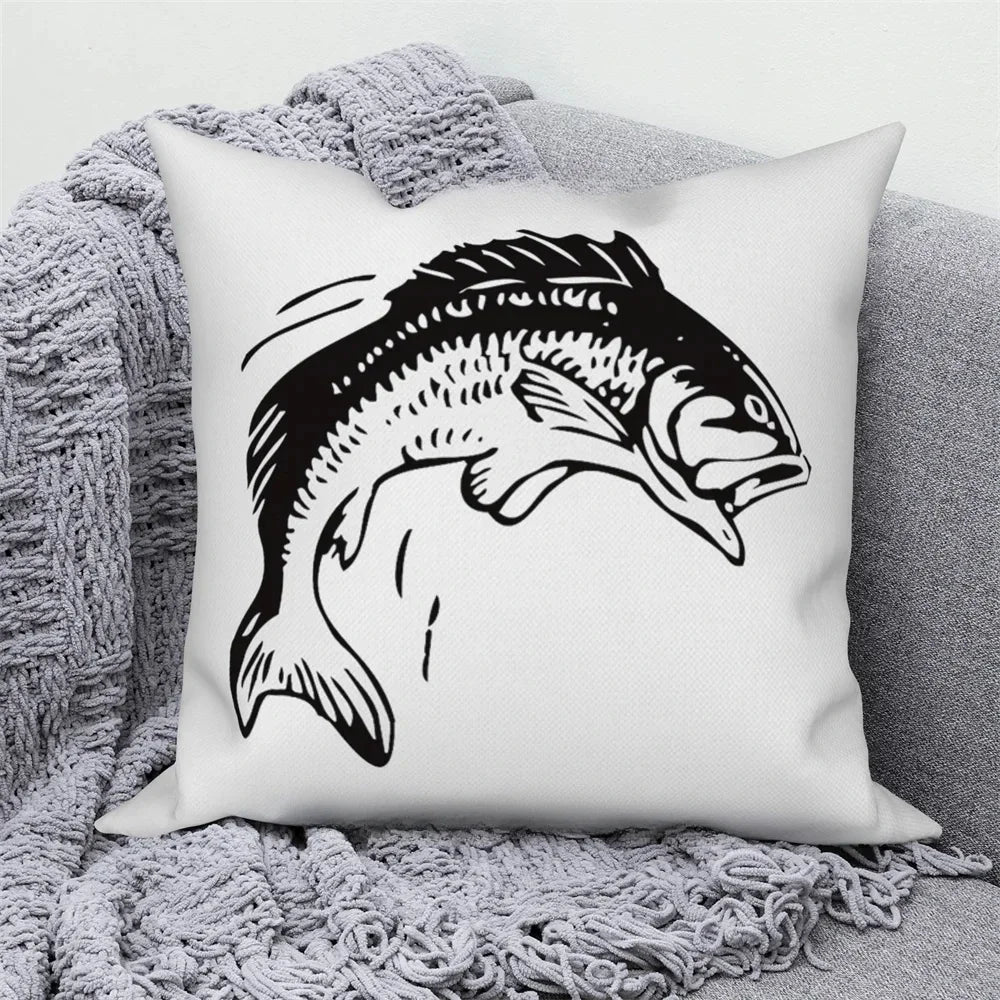 Ocean Animals Anchor Ship Decorative Pillowcase Sofa Cushion Cover Throw Pillow Case Home Bedroom Car Decor 40x40 45x45 50x50cm