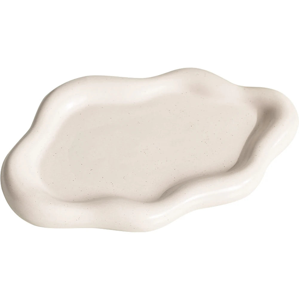 Jewelry Dish Creative White Cloud Shape Ceramic Plate Carving Plaster Decor Watch Keys Tray Holder Household Storage Ornament