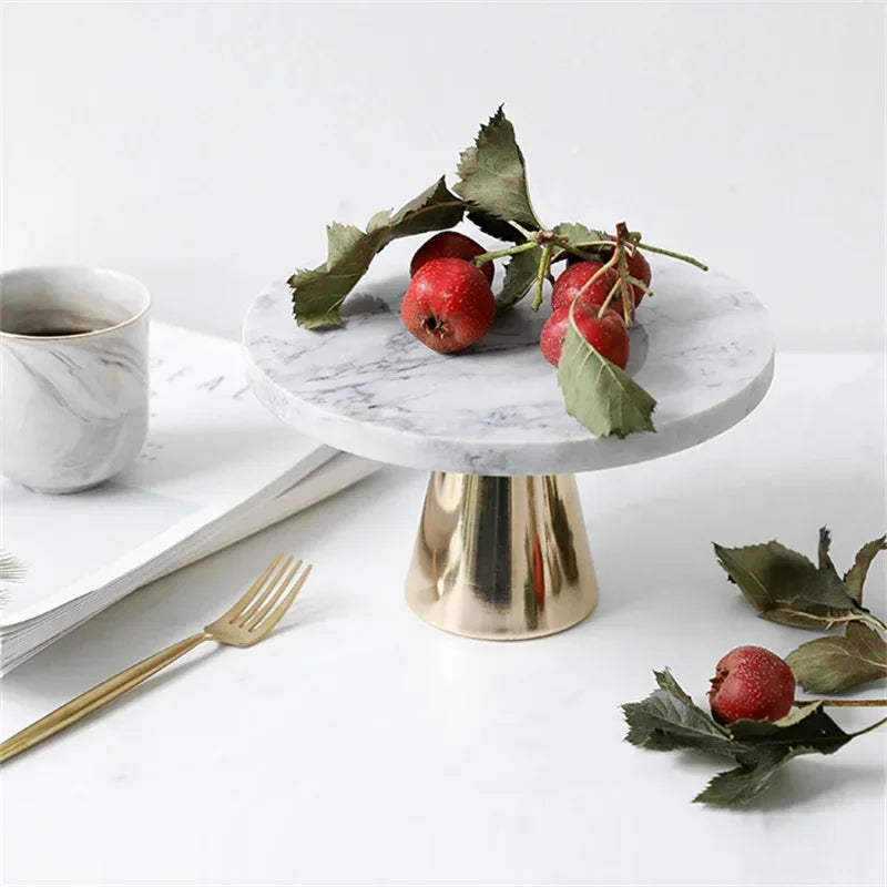 Round Marble Aromatherapy Ornament Cosmetics Storage Tray INS Cake Desserts Pizza Holder Wedding Party Hotel Organizer Plate