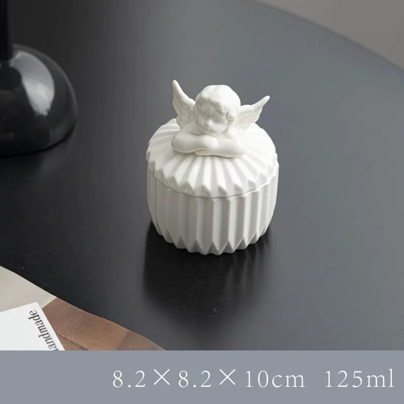 Handmade Gardenia Fragrance Nordic Angel Fresh Aromatherapy Ceramic Candle Cup Home Interior Decor Ornament  Crafts Deodorize