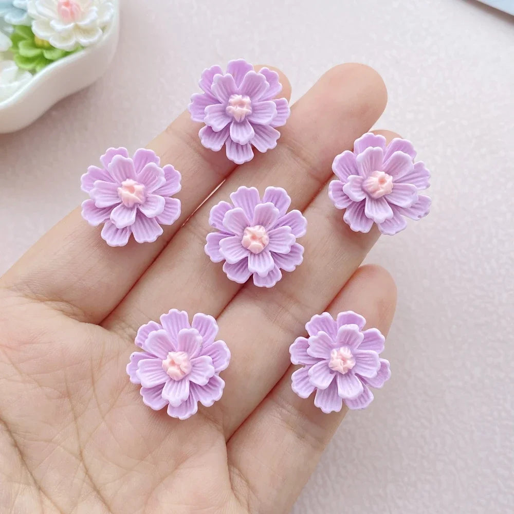 10pcs Resin 17mm Mini Cute Flower Flatback Rhinestone Scrapbook Ornaments DIY Wedding Appliques Craft