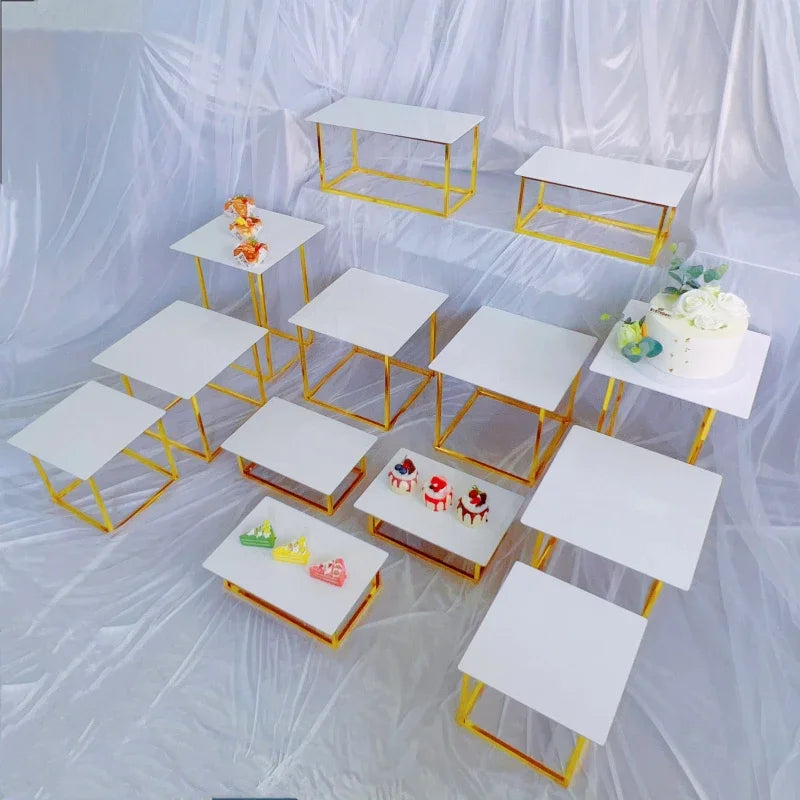 Wedding Dessert Table Display Set, Cake Stand, Buffet Candy Bar, Banquet Tea Break Plates, Cupcake, Food Drinks Holder 6-13 PCS