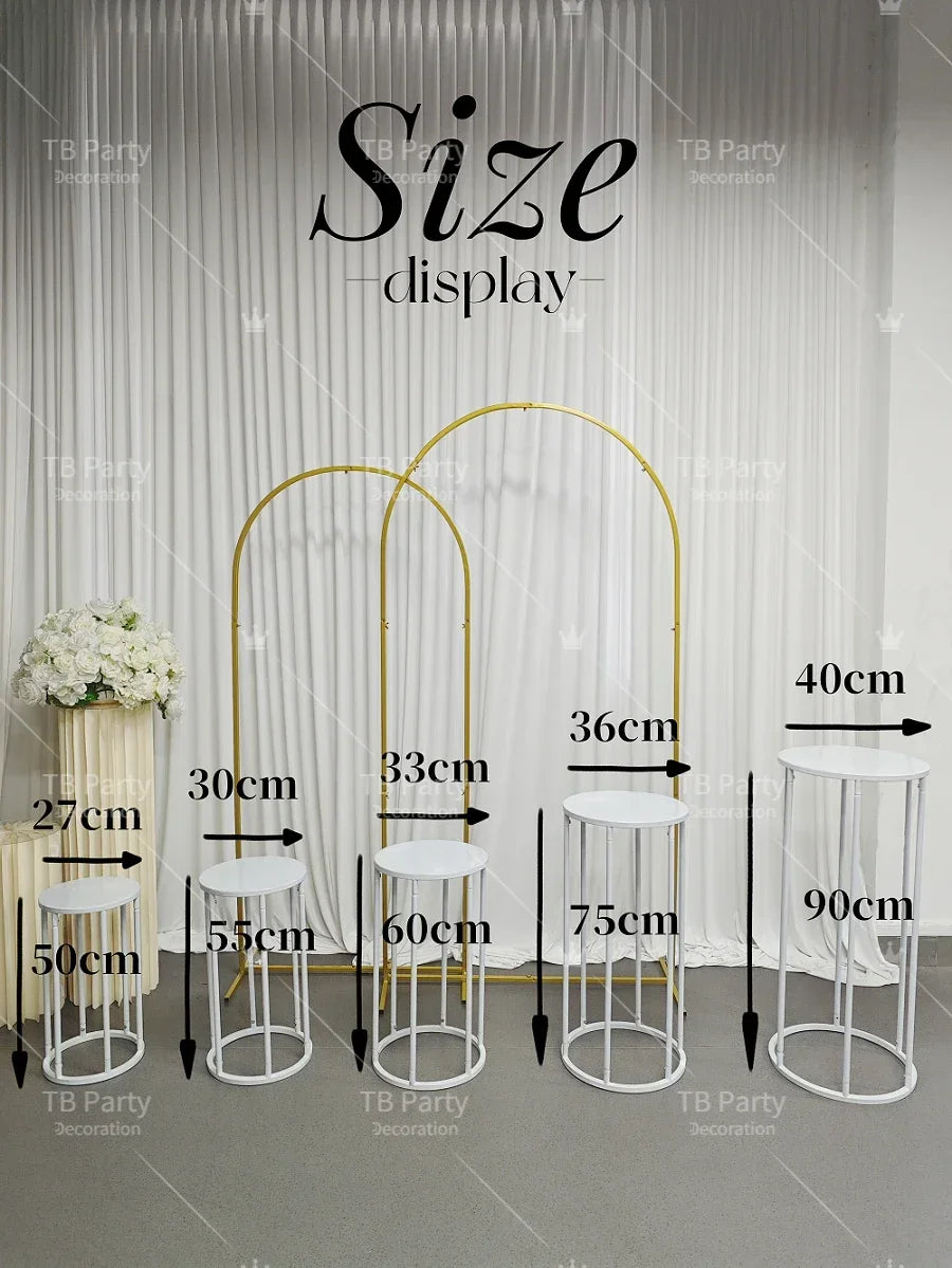 White Cylinders Cake Table Party Wedding Decoration Cylindrical Cloth Cover Stand Dessert Bar Photograph Background