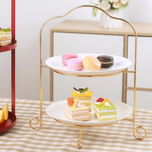 2 Tiered Cake Stand Classic Cookie Display Platter Decoration, For Wedding Home Party Decor Dessert Display Center Rack Metal