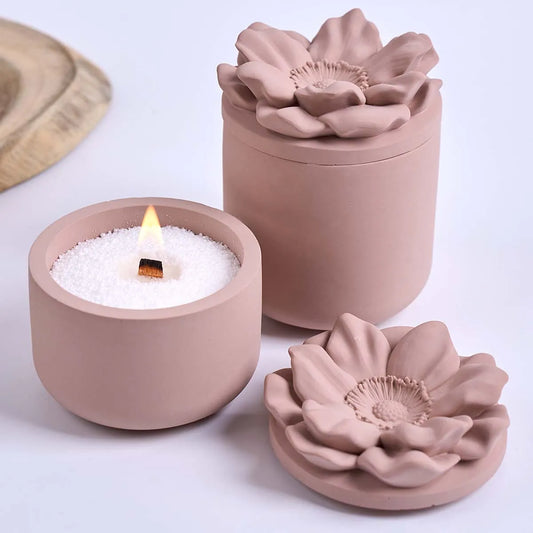 Flower Candle Jar Silicone Mold DIY Handmade Cylinder Flowerpot Plaster Resin Storage Box Craft Casting Molds Home Decor Supplie